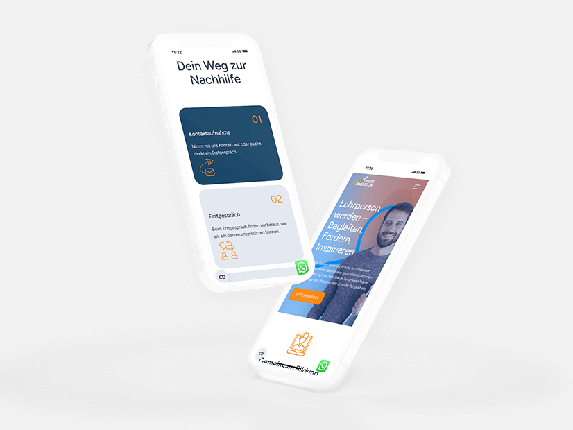 Screenshot von der neuen Upside Education Webseite - Mobile Version