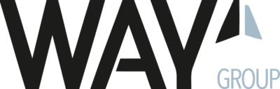 Das Bild zeigt das Logo der WAY Group in fetten schwarzen und grauen Buchstaben, mit einer stilisierten Dreiecksform über dem Y, die an einen Pfeil oder eine abstrakte Grafik erinnert - ideal für eine Digitalagentur München, die sich auf KI und Automatisierung konzentriert. - NINE brackets Digitalagentur München